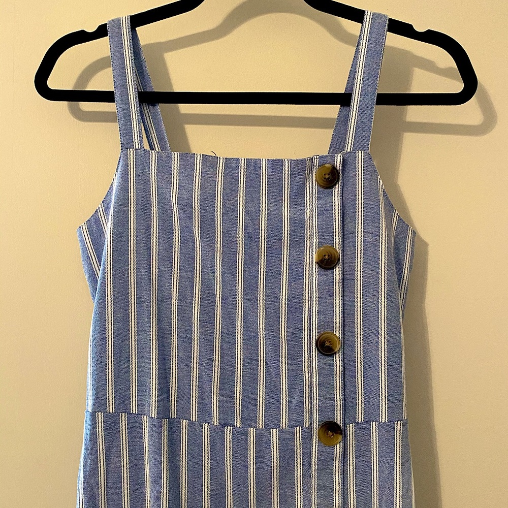 Blue striped midi dress